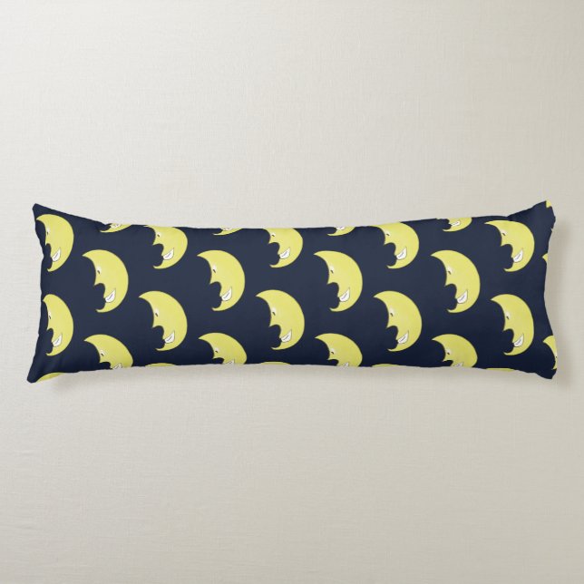Coussins Longs Oreiller de corps avec motif de lune souriante (Devant)