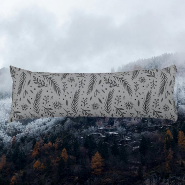 Coussins Longs Oreiller de corps botanique d'hiver - gris (Créateur téléchargé)