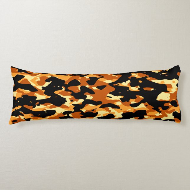 Coussins Longs Oreiller de corps camouflage noir orange (Devant)