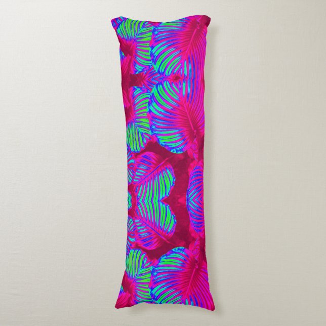 Coussins Longs Oreiller de corps Feuille Tropical Lush Magenta (Devant (Vertical))