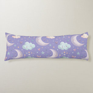Coussins Longs Oreiller du corps de la lune violette et des nuage