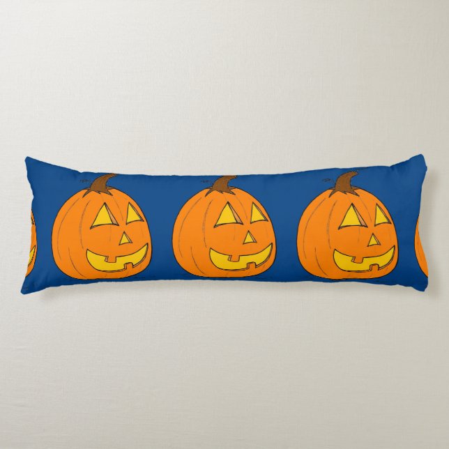 Coussins Longs Oreiller Jack o'lanterne violet et corps bleu (Devant)