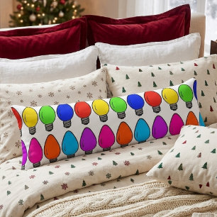 Coussins Longs Oreiller jeté corps avec ampoules de Noël vintage