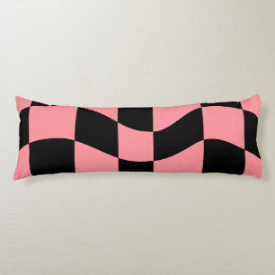 Coussins Longs Oreiller jeté échiquier déformé Trippy Rose Rétro
