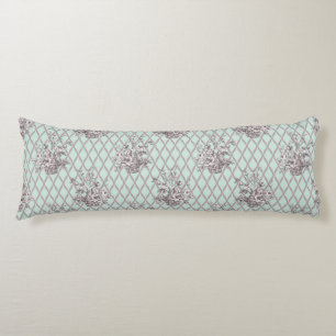 Coussins Longs Oreiller lombaire floral vintage en bleu menthe