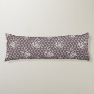 Coussins Longs Oreiller lombaire floral vintage en prune poussiér
