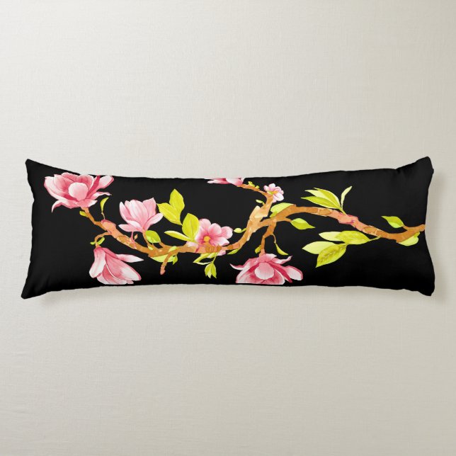 Coussins Longs Oreiller Magnolia Noir (Devant)