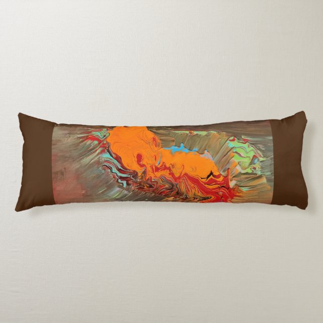 Coussins Longs Oreiller personnalisé "Orange Burst Brown Back" (Devant)
