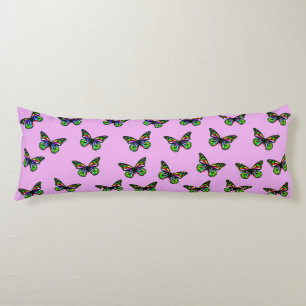 Coussins Longs Oreiller pour corps d'impression à papillon rose e