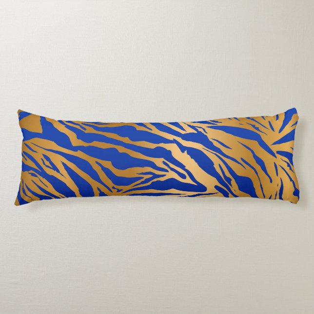 Coussins Longs Oreiller pour corps d'impression Exotic Blue & Gol (Devant)