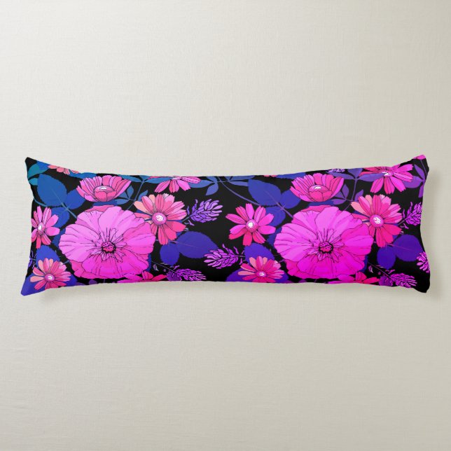Coussins Longs Oreiller pour corps d'impression rose et violet (Devant)