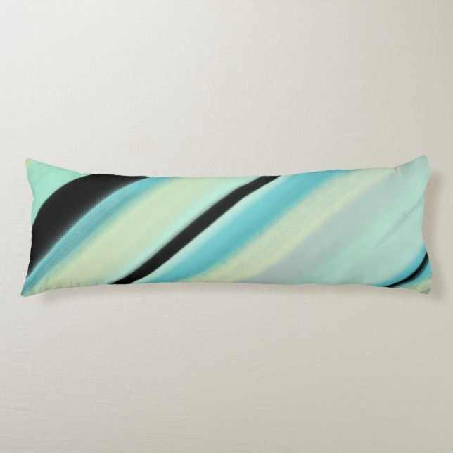 Coussins Longs Oreiller Turquoise Jaune Noir à rayures avec nom p (Devant)