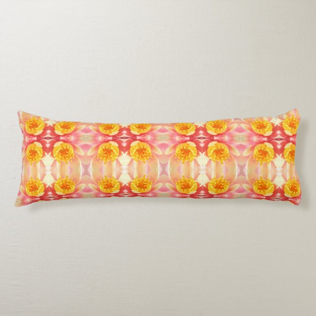 Coussins Longs Oreillers à corps Lily d'eau rose et jaune (Devant)