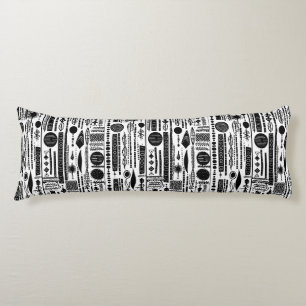 Coussins Longs Oreillers Abstraits de Boho noir et blanc