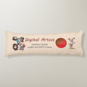 Coussins Longs Oreillers de lit et de corps d'artiste numérique
