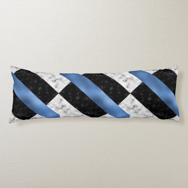Coussins Longs Oreillers en marbre bleu/gris (Devant)
