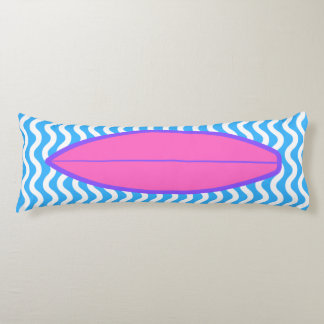 Coussins Longs Oreillers pour le corps de surf Vagues bleu rose