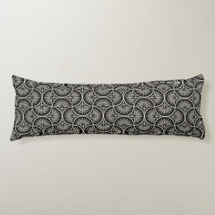 COUSSINS LONGS ORNATE NOIR & CRÈME ART DÉCO MOTIF