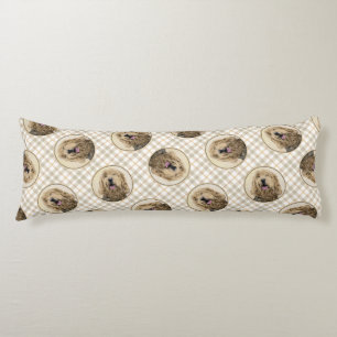 Coussins Longs Otterhound Peinture Noir et Tan Original Chien Art