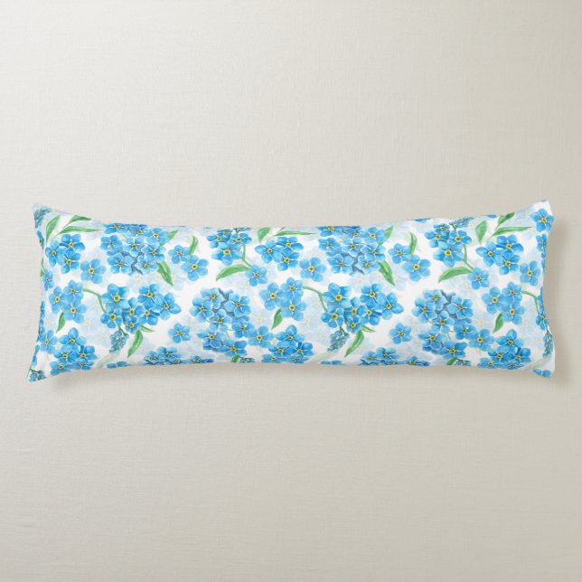 Coussins Longs Oubliez-moi pas les fleurs d'aquarelle (Devant)