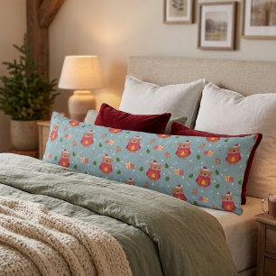 Coussins Longs Ours en peluche de Noël ambiance hivernale cosy