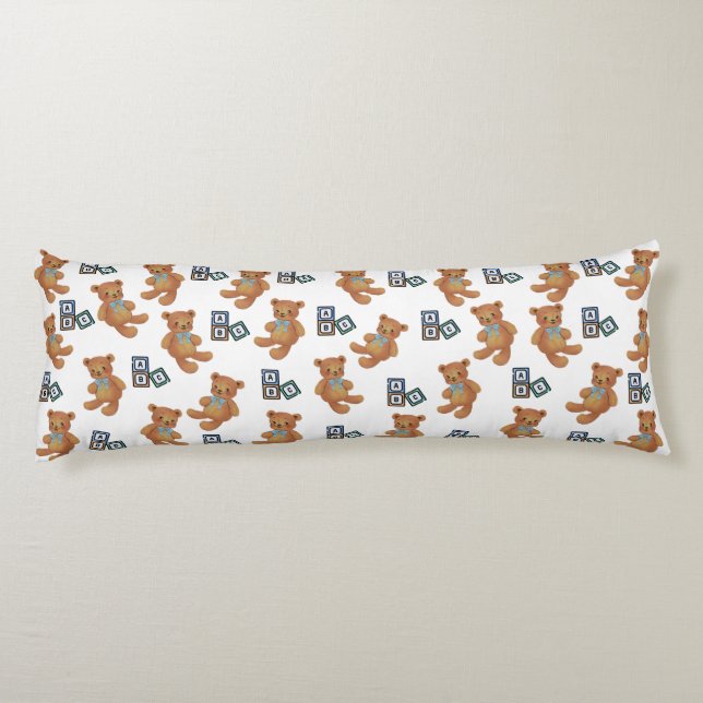 Coussins Longs Ours en peluche et Oreillère ABC (Dos)