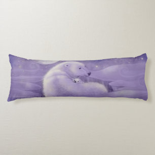 Coussins Longs Ours polaire et ourson fantaisie art faunique