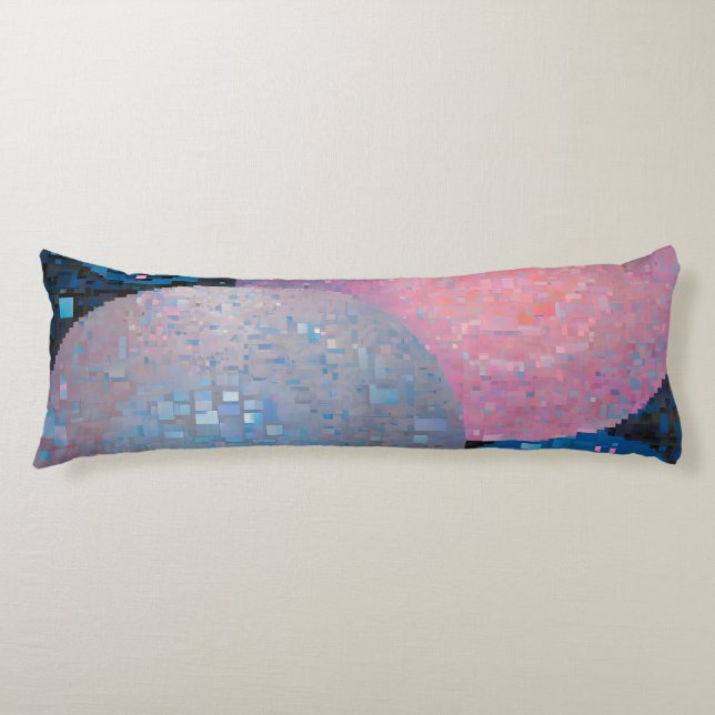 Coussins Longs Ovales opulents : Tons de bleu et de rose en Abstr (Devant)
