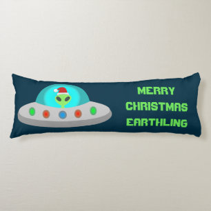 Coussins Longs OVNI de Noël Ho Ho Alien soucoupe volante Personna
