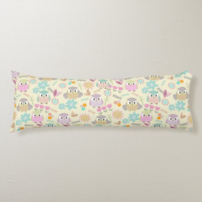 Coussins Longs Owl Pastel Jaune (Devant)