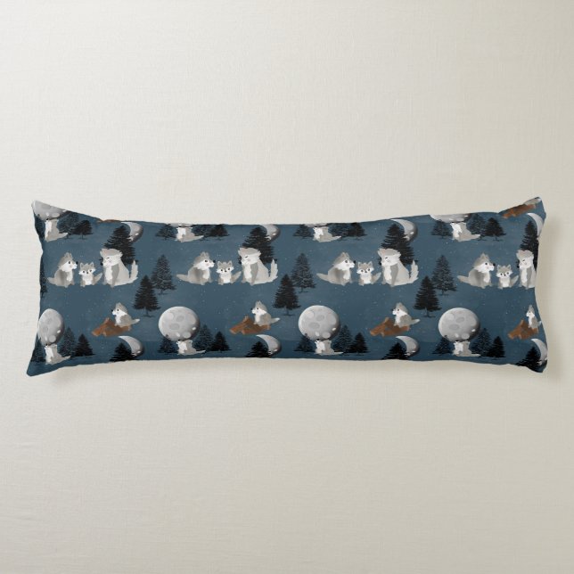 Coussins Longs Pack de loups mignons Forêt nocturne pour la nurse (Devant)