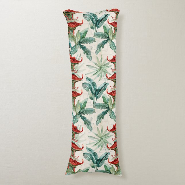 Coussins Longs Pagode intemporelle Bois Corail Botanique (Devant (Vertical))