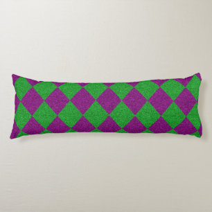 Coussins Longs Paillettes de diamant violet et vert
