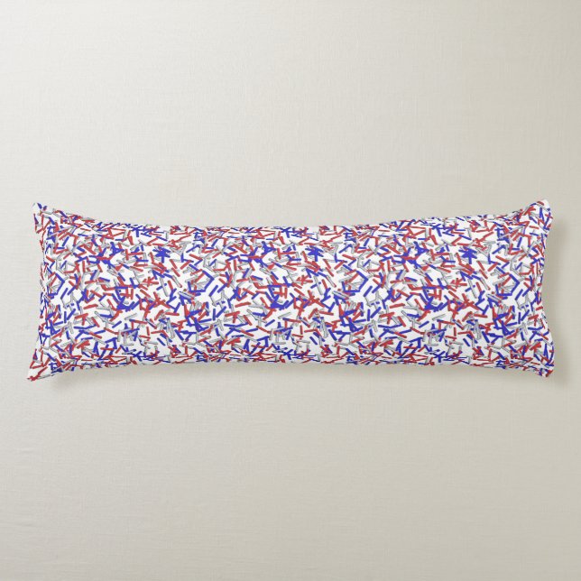 Coussins Longs Paillettes Rouge Blanc Bleu Patriotiques (Devant)