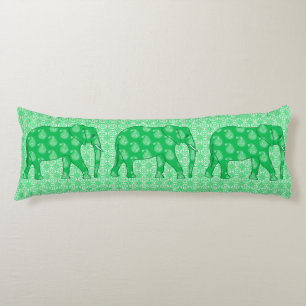 Coussins Longs Paisley éléphant - Jade vert et blanc