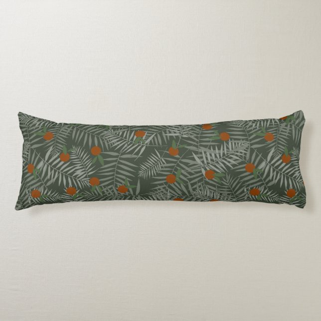Coussins Longs Palm Feuilles & Oranges (Devant)