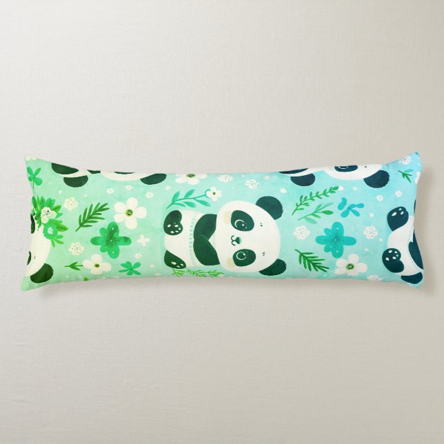 Coussins Longs Panda Bear Motif Vert Imprimer (Devant)
