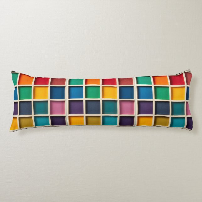 Coussins Longs Panneau de grille géométrique coloré (Devant)