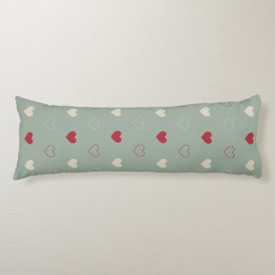 Coussins Longs Papier peint à motif cœur rouge et beige