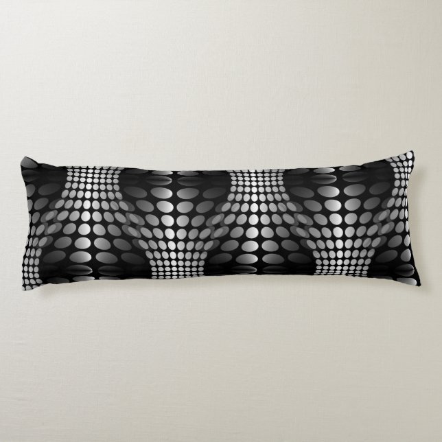 Coussins Longs Papier peint Vagues pointillé noir et blanc (Dos)