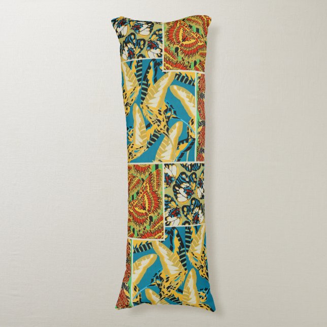 Coussins Longs Papillon Art Déco Jaune et Turquoise Vibrants (Devant (Vertical))