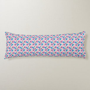Coussins Longs Papillon bleu et motif floral violet