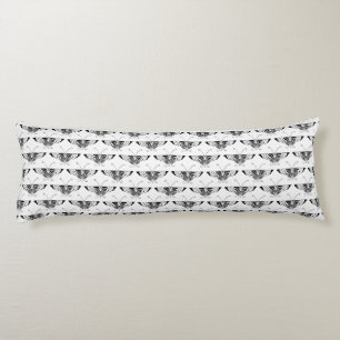 Coussins Longs Papillon déco stylisé - noir et blanc