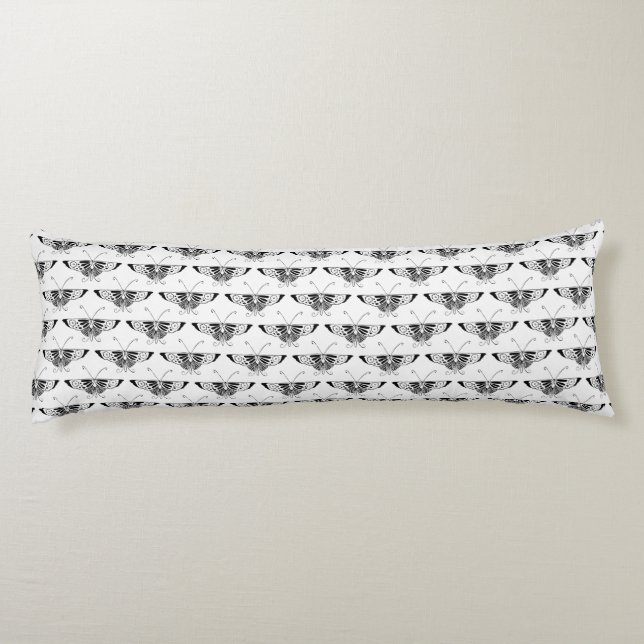 Coussins Longs Papillon déco stylisé - noir et blanc (Dos)