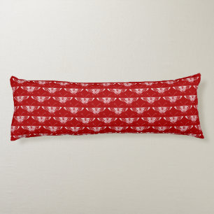 Coussins Longs Papillon déco stylisé - rouge foncé et blanc