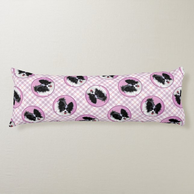 Coussins Longs Papillon Peinture Noir et Blanc Art Canin Original (Devant)