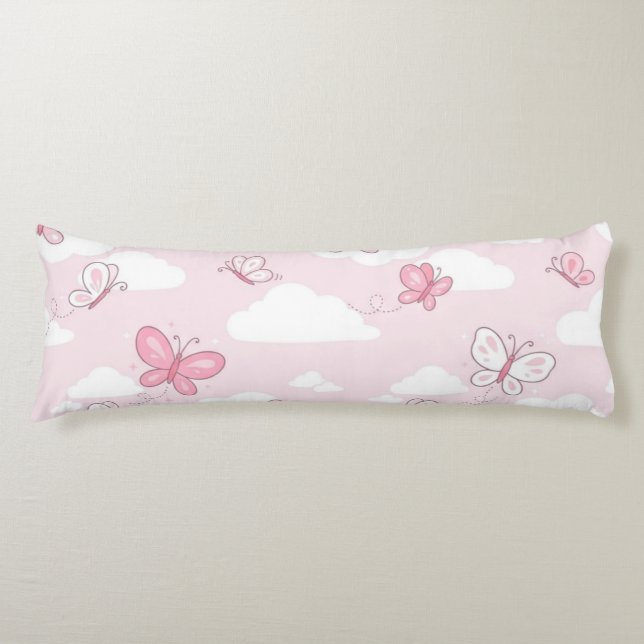 Coussins Longs Papillon Rose Pâle Douce Nursery  (Devant)