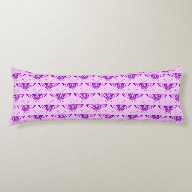 Coussins Longs Papillon stylisé Art Déco - violet et orchidée (Devant)