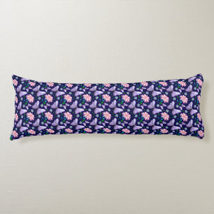 Coussins Longs Papillon Violet et Motif Floral Rose
