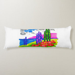 Coussins Longs Paradis Pop Art – Paysage Graphique Audacieux